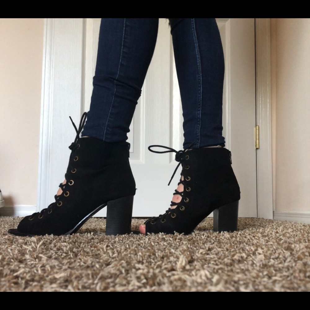 Lace Up Peep Booties - Picture 10 of 12
